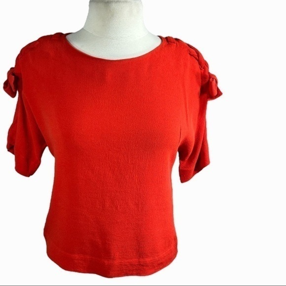 See by Chloe red lace up sleeve top size 6 - Picture 2 of 9
